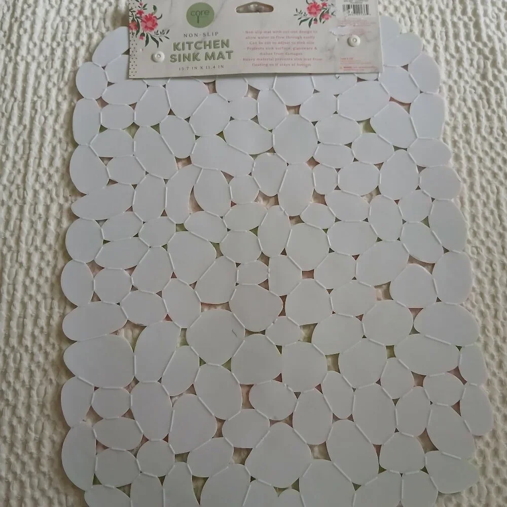 Listing For STEVE - 2 Kitchen Sink Mats-Coquette Pink Pastel Floral Non-Slip NWT - Picture 4 of 10